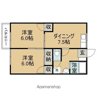 アルカディア楽山【101号室】の間取り
