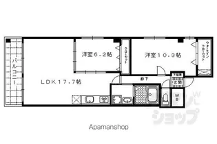 SAWARABI御所【3A号室】の間取り