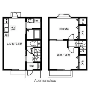 愛知県一宮市富塚字郷中【テラスハウス】の間取り