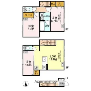 セレスティア竹の塚【2階】の間取り