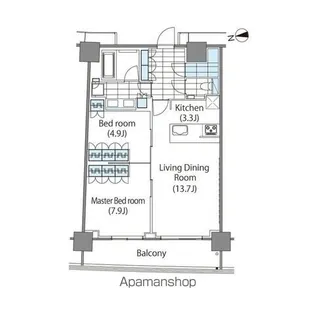コンフォリア新宿イーストサイドタワー【8階】の間取り