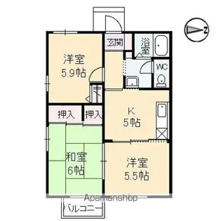 ディアス 山本【103号室】の間取り