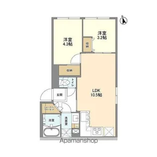 ウェルスクエア新宿戸山【2階】の間取り