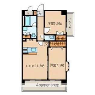 アンバーサルM【202号室号室】の間取り