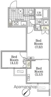 BRICK RESIDENCE 目黒本町【3階】の間取り