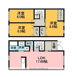 ロイヤルガーデンヴィラ箱崎【108号室】の間取り