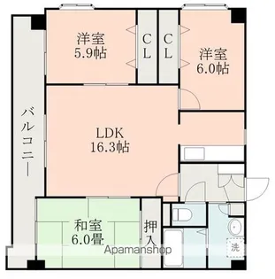 ブルージュ九品寺【6階】の間取り