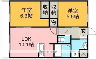 グランドール(新宿町)【2階】の間取り