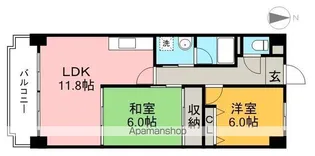 サンハイツ上町(1)【6階】の間取り