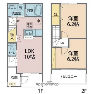 茨城県鉾田市新鉾田1丁目【テラスハウス】の間取り