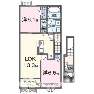 テラス西七日町【202号室】の間取り