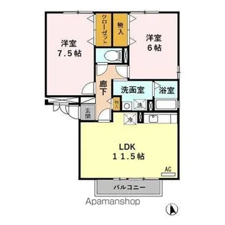 セレッソガーデン B【1階】の間取り