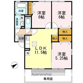 エルフローラ B棟【102号室】の間取り