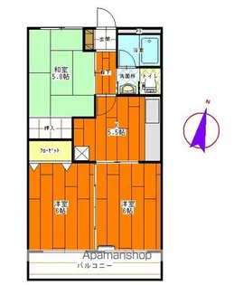 エクレーヌ竜王【303号室】の間取り