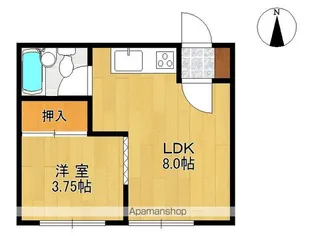 キャッスルハイツ23【1E号室】の間取り