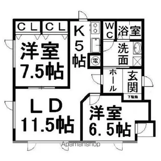 ノースヴィレッジ【201号室】の間取り