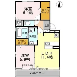 グランデタカオカ C【2階】の間取り
