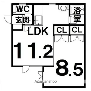 ピースフルタウンメガミ【101号室】の間取り