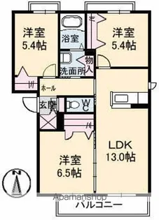 グリーンコート上市 B棟【302号室】の間取り