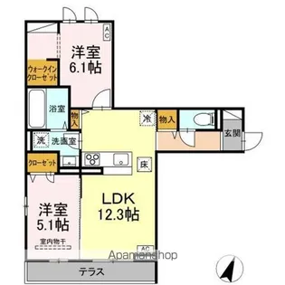 セレスティア大和町【1階】の間取り