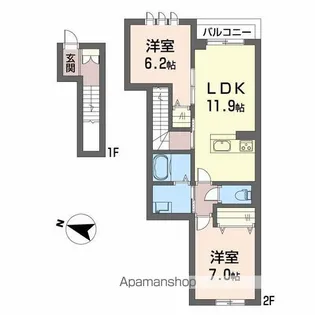 サン ビレッジ【206号室】の間取り