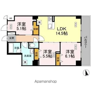 カスタリア西船橋II【5階】の間取り