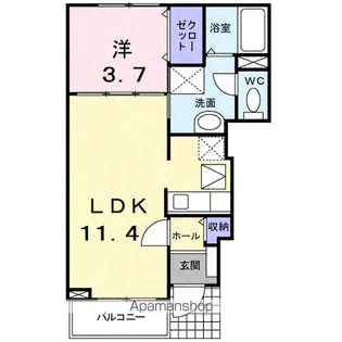 カーサ・ラッフィナートD【1階】の間取り