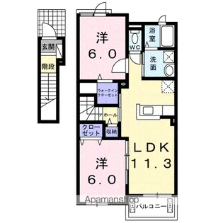 セレーノ日向Ⅱ【2階】の間取り