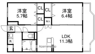 ユーミーマンション能登川 DUE【3階】の間取り