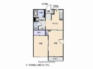 ベルメゾン箱清水【203号室】の間取り