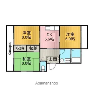 エバーグリーン【1E号室】の間取り