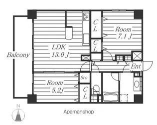 2LDKの間取り画像