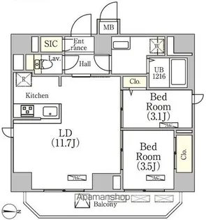 GRANSITE文京湯島【11階】の間取り