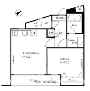 1DKの間取り画像