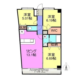 ベルシャトー【205号室】の間取り