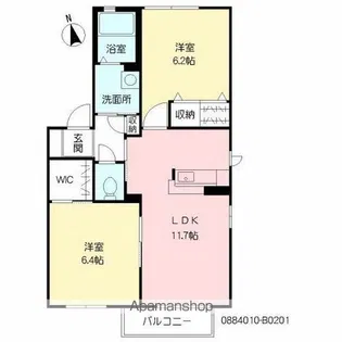 美穂の里 弐番館【2階】の間取り