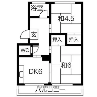 朝日ハイツ2号棟【105号室】の間取り