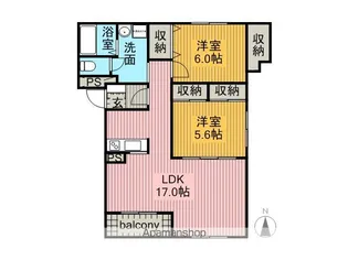 マンションドム三島【202号室】の間取り