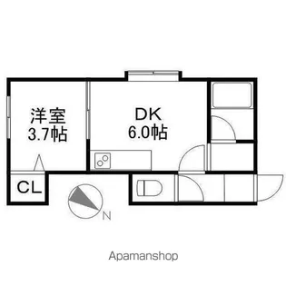 グリーンパーク月寒【205号室】の間取り