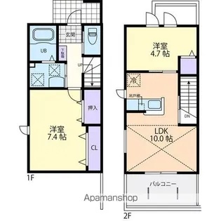 CRYSTAL MAISON・K A【105号室】の間取り