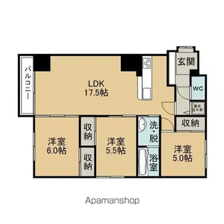 ベルシー室蘭【3階】の間取り