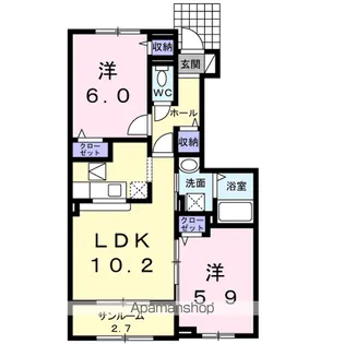 サンリッツ ヒキノA【1階】の間取り