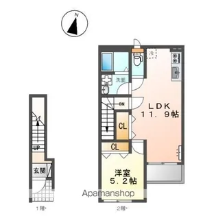 岐阜県岐阜市大菅南【アパート】の間取り