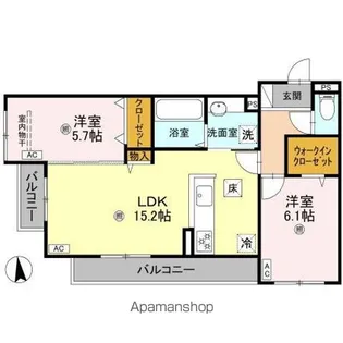 パサログランデ賑町【102号室】の間取り