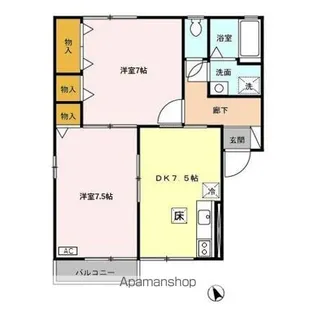 フォンティーヌ白銀 B【1階】の間取り