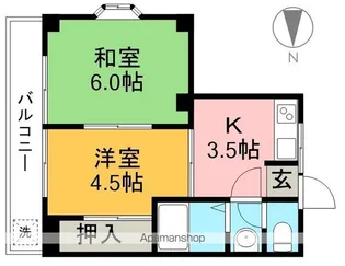 城山ハイツ唯【3階】の間取り