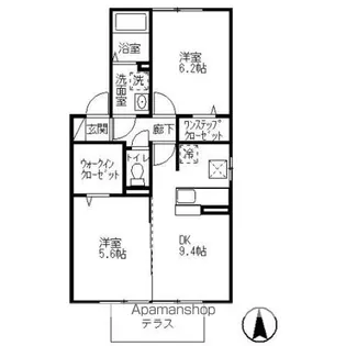 メゾンベール ウエスト【1階】の間取り