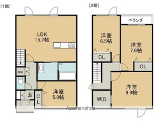 北海道帯広市新町東1丁目【一戸建】の間取り