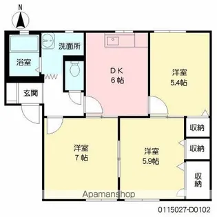 パークサイド久野 Ⅳ【102号室】の間取り