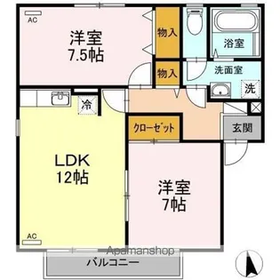 コートルミエール A棟【2階】の間取り